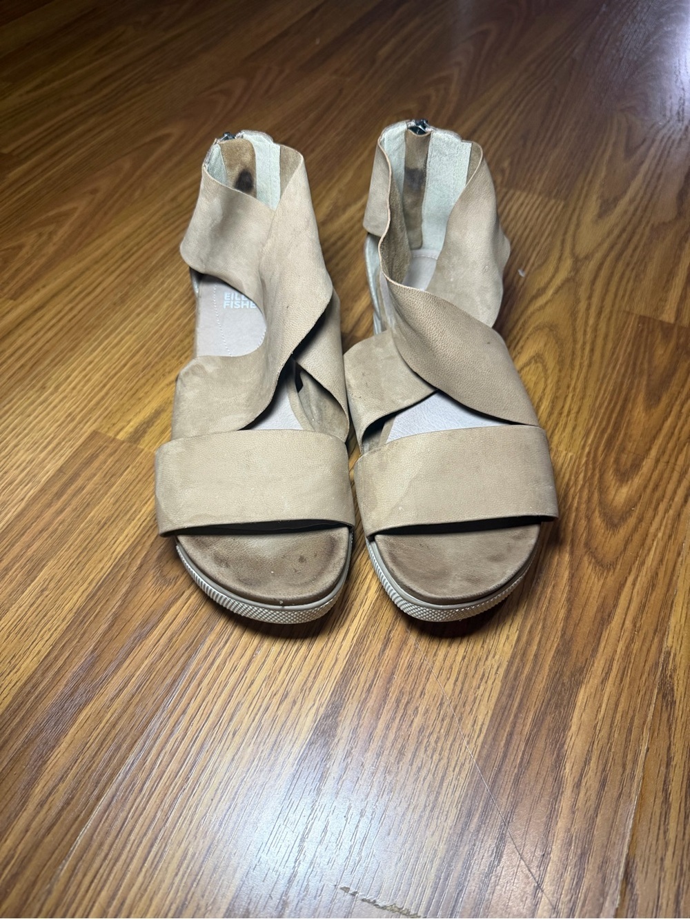 Eileen Fisher sport suede crisscross platform sandals 7.5